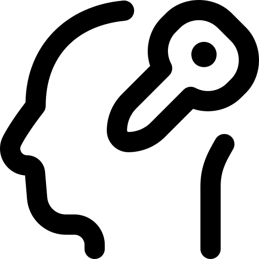 Key think head closed icon Key think head closed icon
