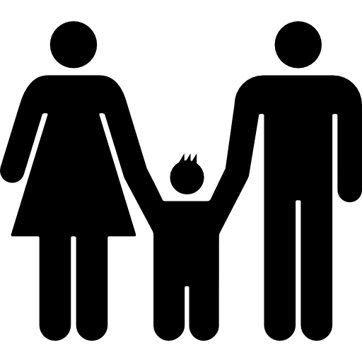 Familiar group of three persons father mother and son familiar young group icon