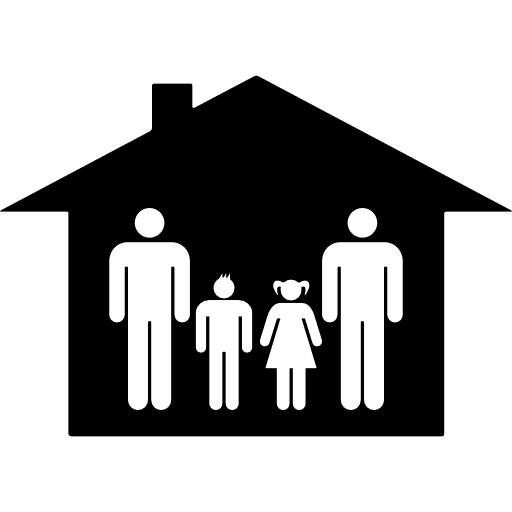 Family group of two men one son and one daughter persons familiar people icon