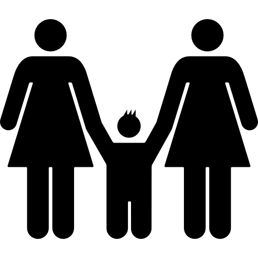 Two women and a kid familiar group silhouette accompaniment silhouette kid icon