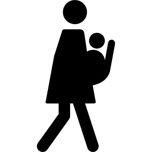 Woman with baby people carrying family icon