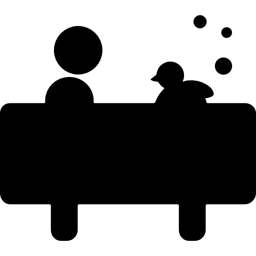 Boy in bath with a duck familiar people child icon