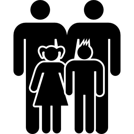 Men couple with childs kids people man icon