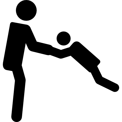 Father turning his son in circles around him familiar playing silhouette icon