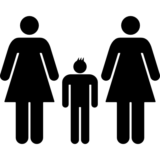 Women couple with a boy persons kid child icon
