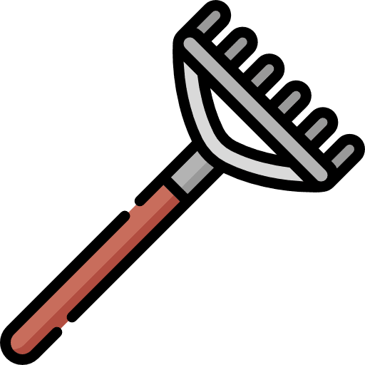Rake tools and utensils fork farming and gardening icon