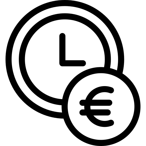 Euro clock business time icon