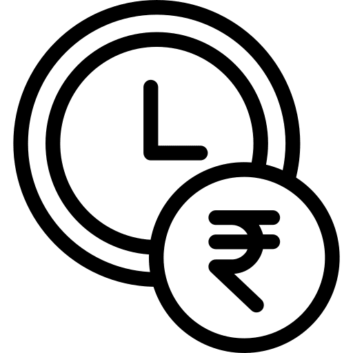 Time is money business and finance clock rupee icon