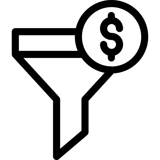 Funnel coin filter dollar icon