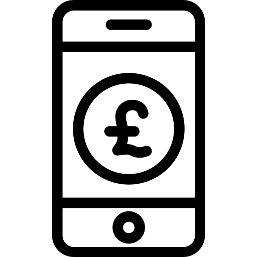 Pound sterling technology mobile phone business and finance icon