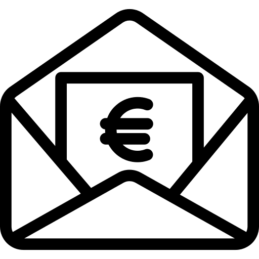 Euro multimedia email envelope icon