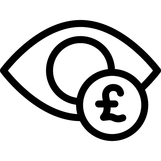 Eye business and finance interface pound sterling icon