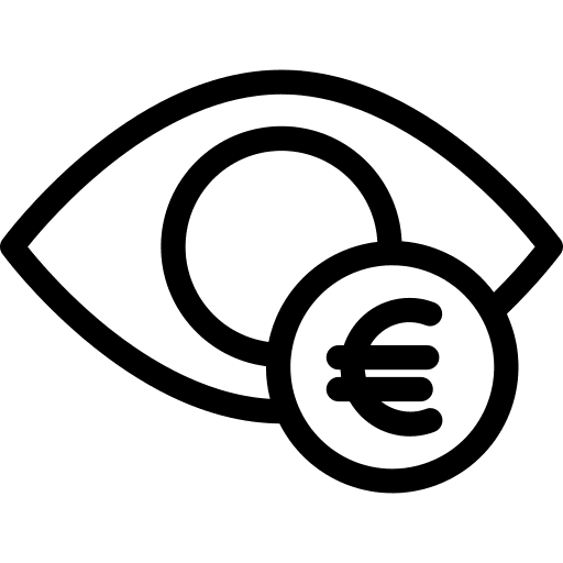 Eye visibility business and finance euro icon