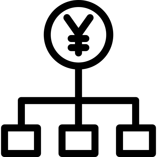 Flow hierarchy organized yen icon