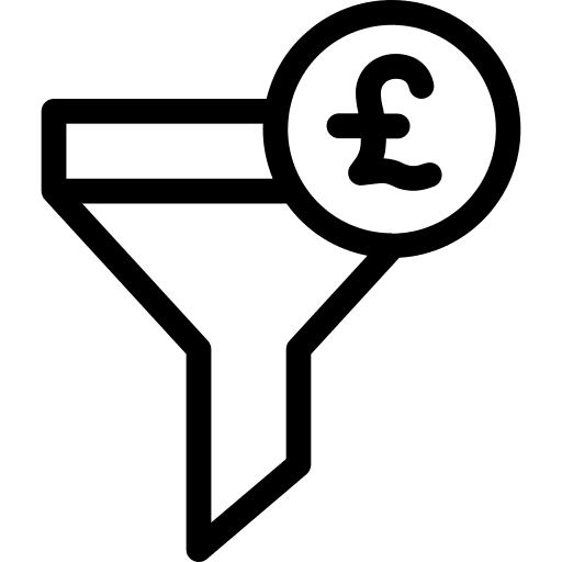 Funnel filter business and finance coin icon
