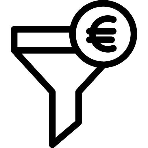 Funnel euro business and finance currency icon