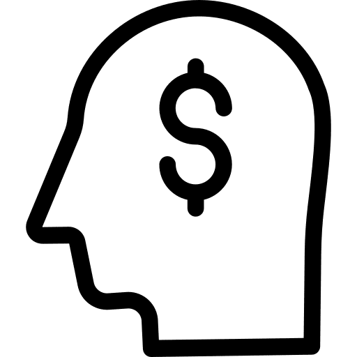 Head thinking idea commerce icon