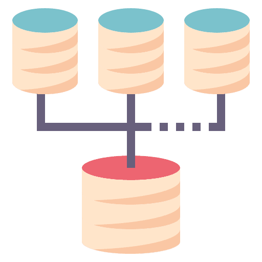 Database computer database data integration icon Database computer database data integration icon