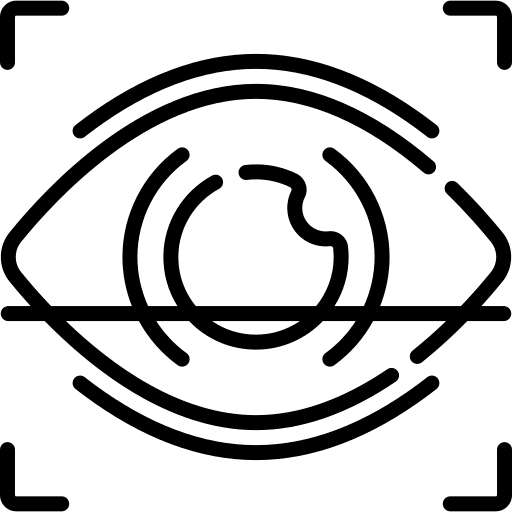 Eye optometrist iris retinal scanner icon