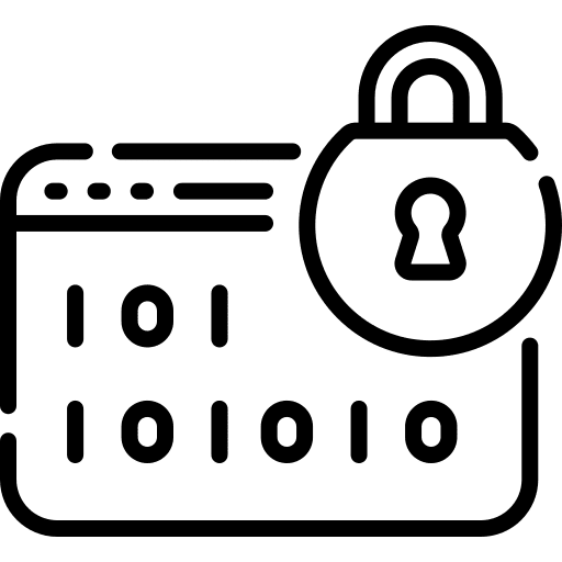 Padlock security encryption binary code icon Padlock security encryption binary code icon