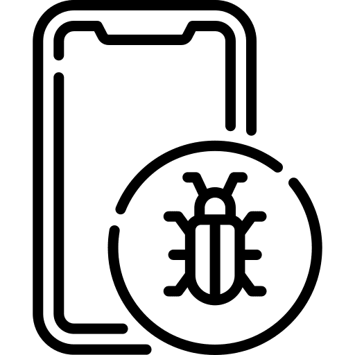 Smartphone mobile phone security virus icon Smartphone mobile phone security virus icon