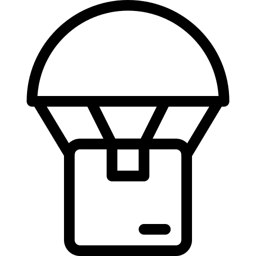Parachute delivery cargo shipping and delivery icon