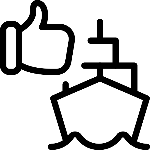 Thumbs up parcel delivery logistics icon