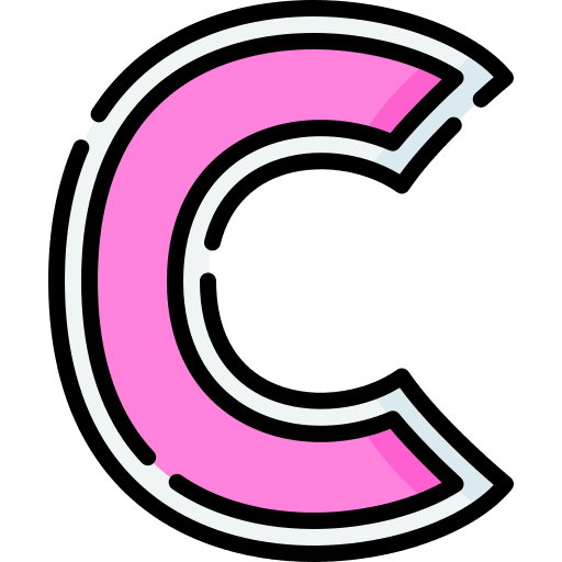 C letter c writing alphabet icon