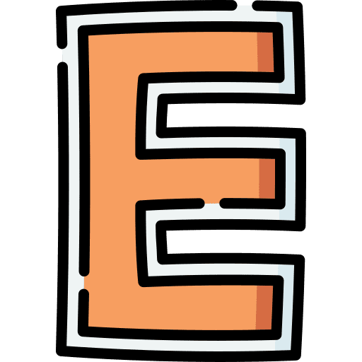 E typographical writing letter e icon