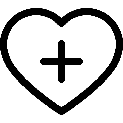 Heart outline with a plus sign inside outline sign heart icon