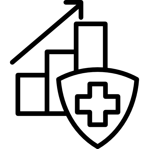 Bar graph with a cross red cross bar graph increase icon