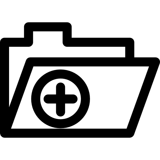 Clinic history folder with plus sign history archive medical icon