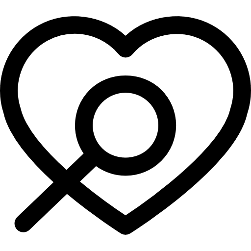 Medical heart health check health checking magnifying glass icon