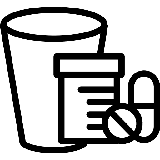 Medicines bunch and a glass drugs medical glass icon