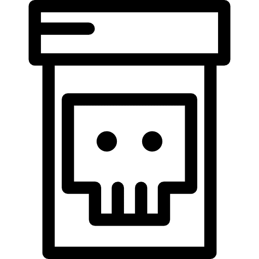 Skull inside a jar for experimentation or observation outline medical skull icon