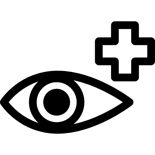 Eye beside a cross eye cross checkup icon