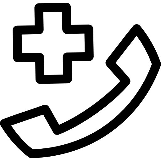 First aid sign with phone medical phone telephone icon