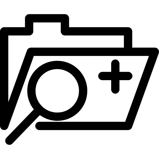 Searching in archive folder searching archive medicine and health icon