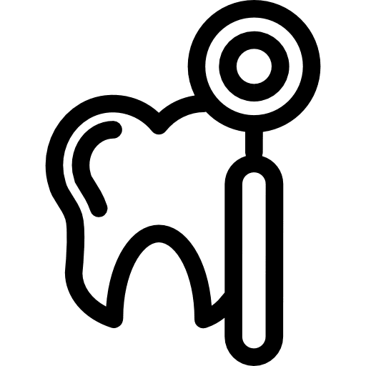 Tooth with a dentist tool outlines medicine and health outlines tooth icon