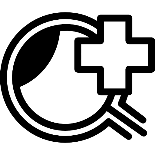 Plus sign on eye ball shape medicine and health plus icon