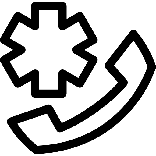 Telephone auricular with numeral sign outlines telephone call sign icon
