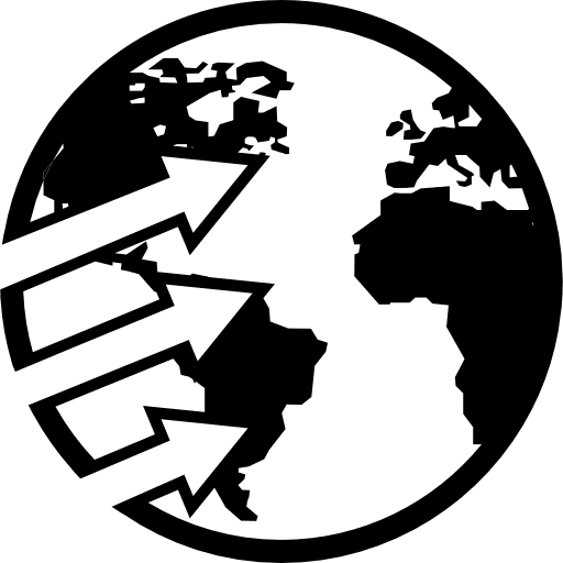 Earth globe with three arrows three symbol symbols icon