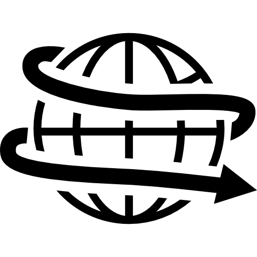 Earth with spiral arrow around globe world planet icon