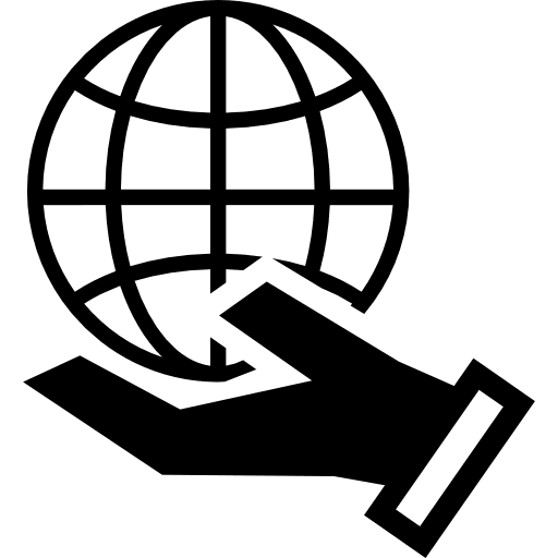 Earth grid on a hand symbol symbols impact icon