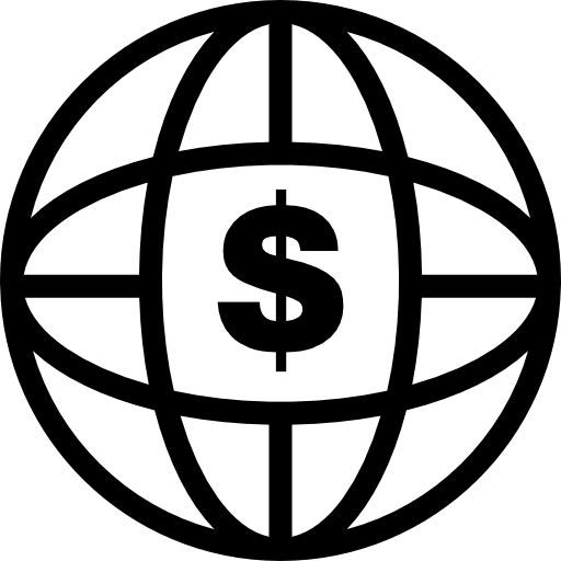 Earth grid with dollar sign earth world symbol icon
