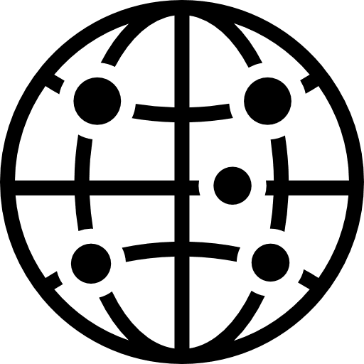 Earth circular symbol with dots and lines grid world symbol lines icon