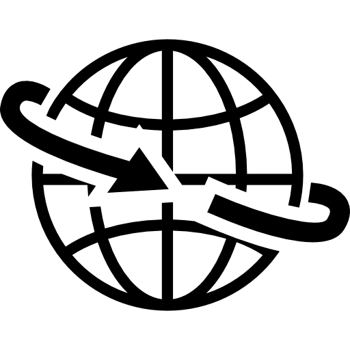 Earth grid with arrow around symbol grid earth icon