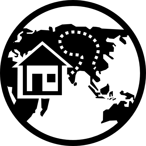 Earth globe with house globe planet maps and flags icon