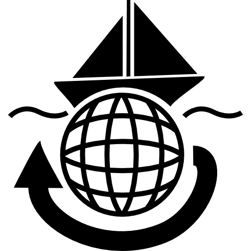 Sailing boat travelling around the world earth icons navigation travelling icon