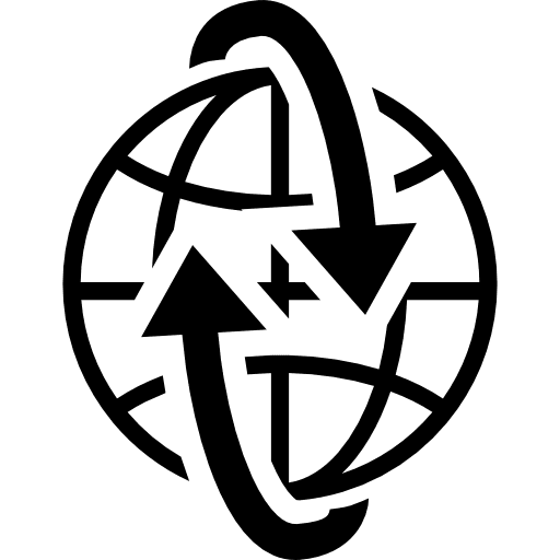 Earth grid with arrows around interface around grid icon